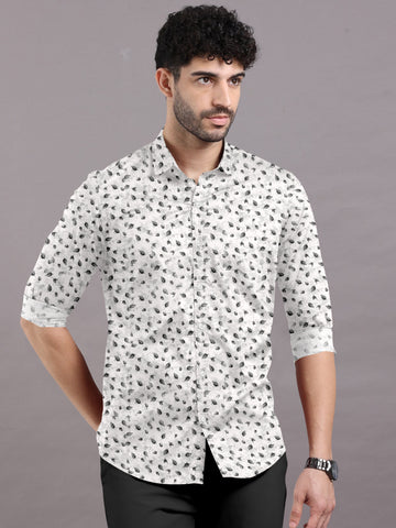 Twilight Leaf Printed Cotton Shirt