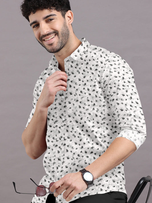 Twilight Leaf Printed Cotton Shirt