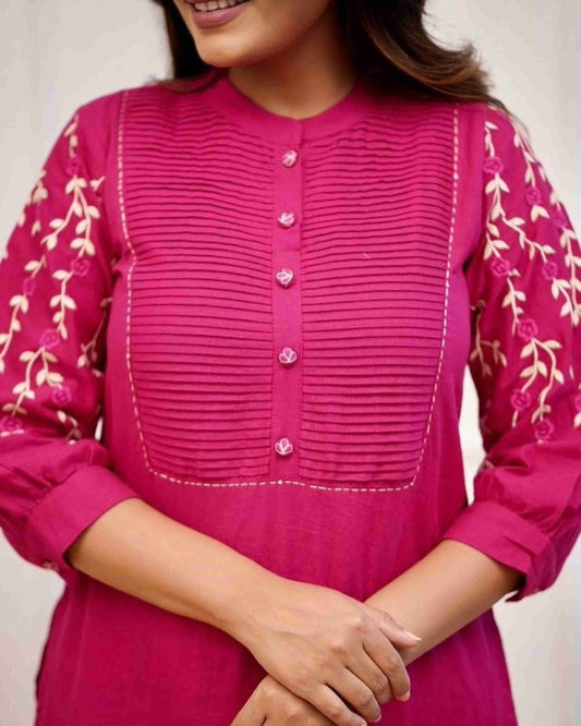 Hot pink kurti with pant for women