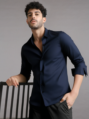 Navy Blue Premium Satin Shirt