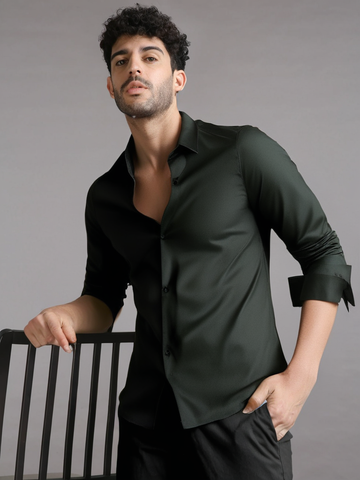 Dark Jungle Green Premium Satin Shirt