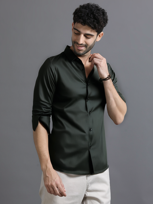 Dark Jungle Green Premium Satin Shirt