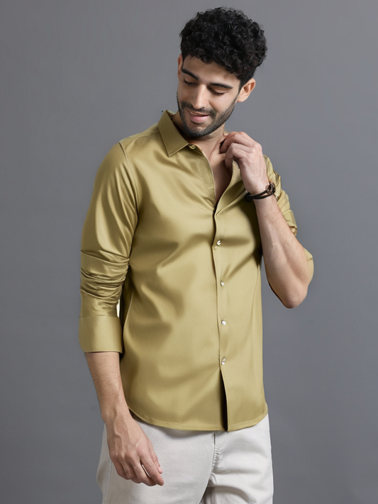 Dark Beige Premium Satin Shirt