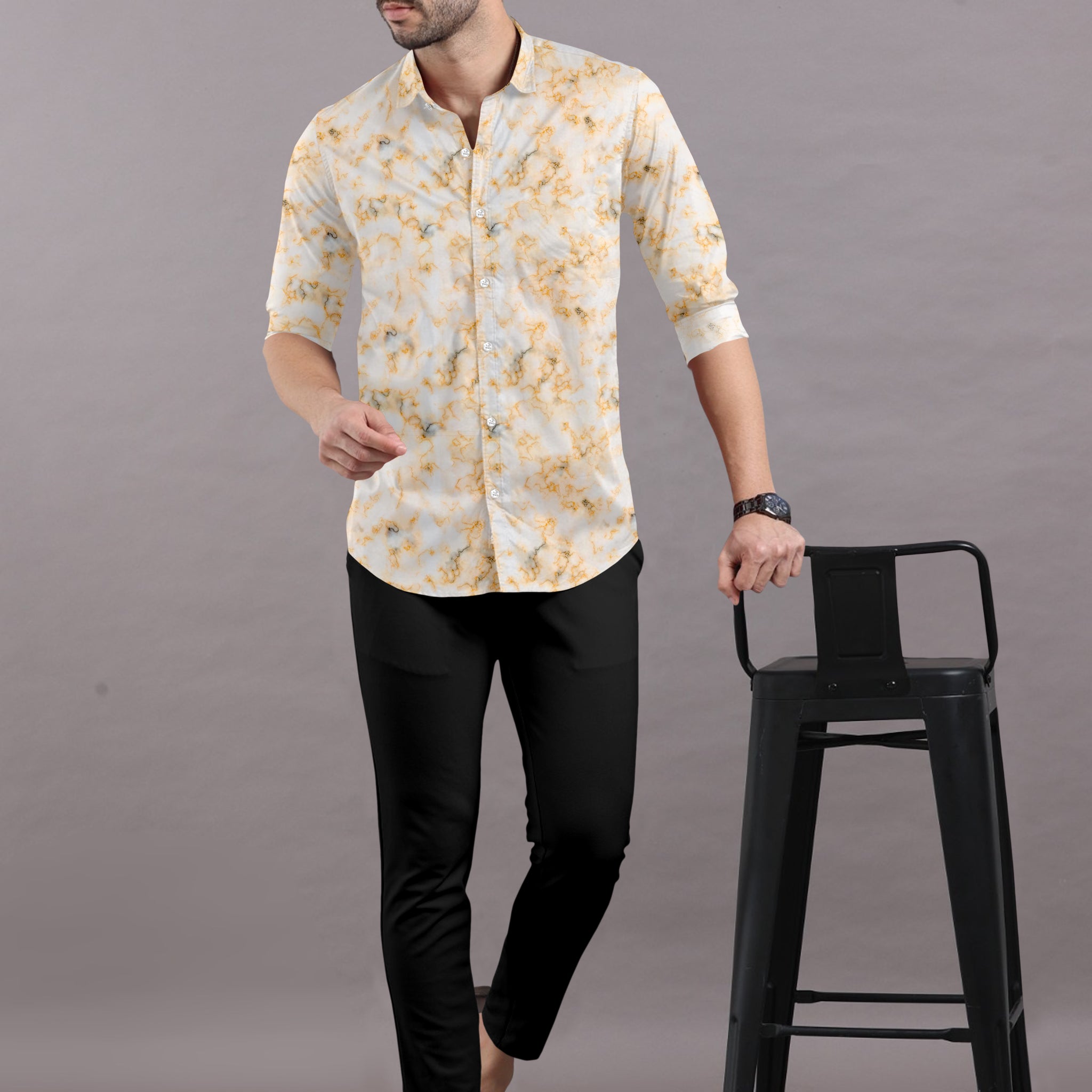 Cosmic Cascade Printed Cotton Shirt