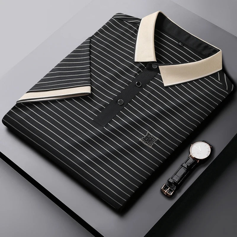 Strip Black And Blue Collar T-shirt