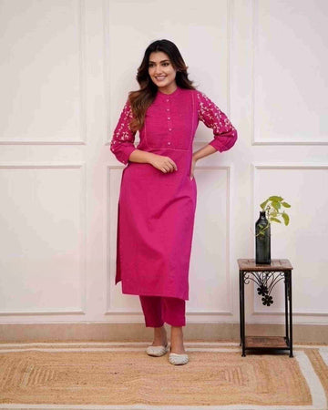 Hot pink kurti with pant for women