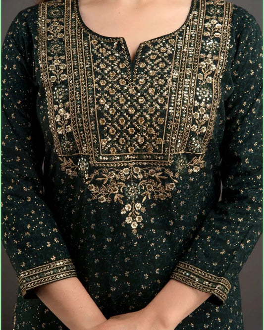 Jaipur handwork and block printed kurta suit-set for women