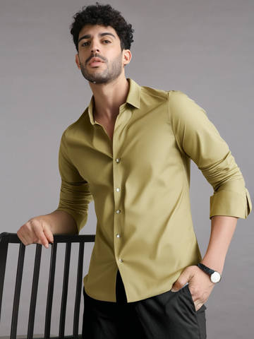 Dark Beige Premium Satin Shirt
