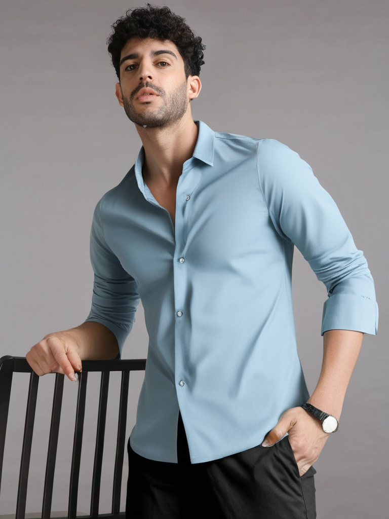 Cadet Bluet Premium Satin Shirt